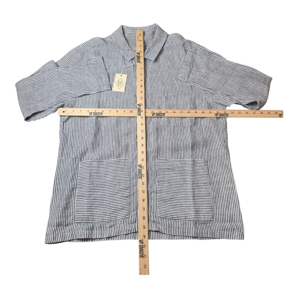Alex Crane Men's XL Kite Jacket Linen Chore Coat Striped Workwear Coastal NWT - Picture 4 of 6